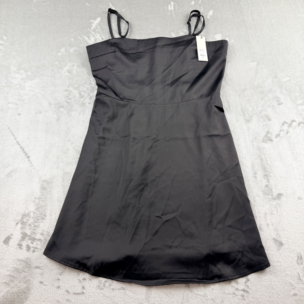 Studio 19 Francescas Black Satin Square Neck Mini Dress Women's‎ Medium